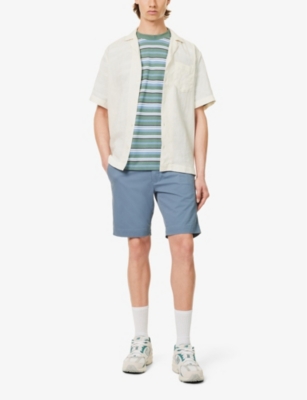 Shop Polo Ralph Lauren Men's Bay Blue Slim-fit Brushed-twill Stretch-cotton Shorts