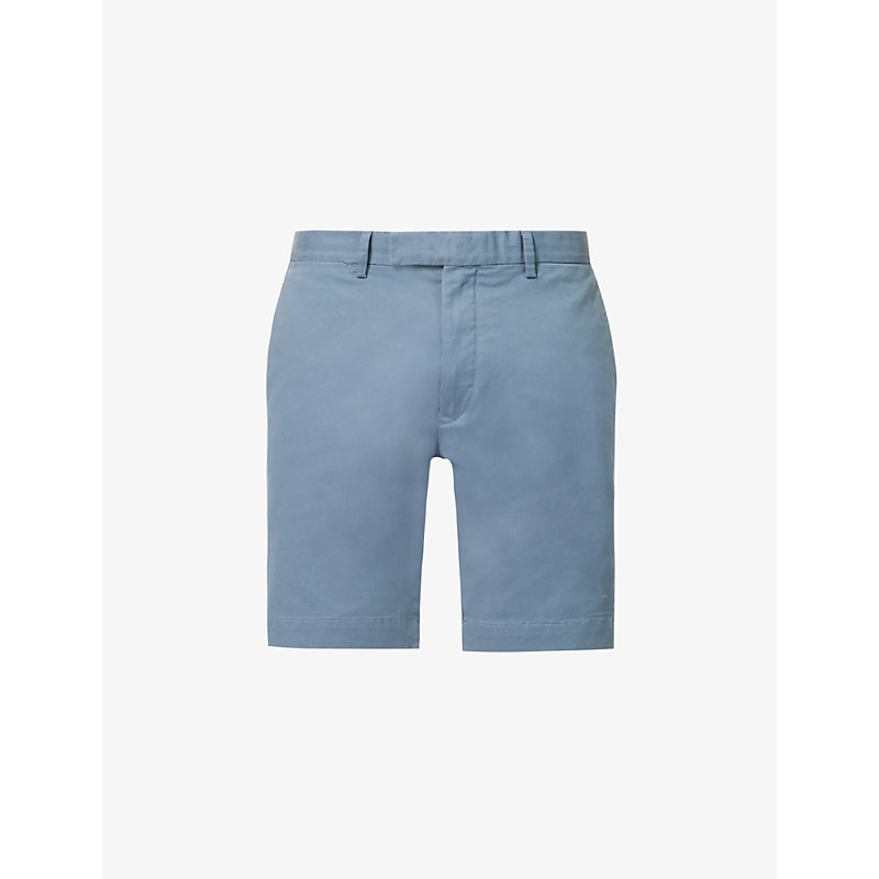 Shop Polo Ralph Lauren Men's Bay Blue Slim-fit Brushed-twill Stretch-cotton Shorts