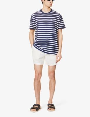 Shop Polo Ralph Lauren Men's Deckwash White Classic-fit Mid-rise Linen Shorts