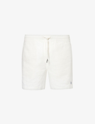 Shop Polo Ralph Lauren Men's Deckwash White Classic-fit Mid-rise Linen Shorts