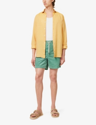 Shop Polo Ralph Lauren Mens Seafoam Green Brand-embroidered Drawstring Corduroy Shorts
