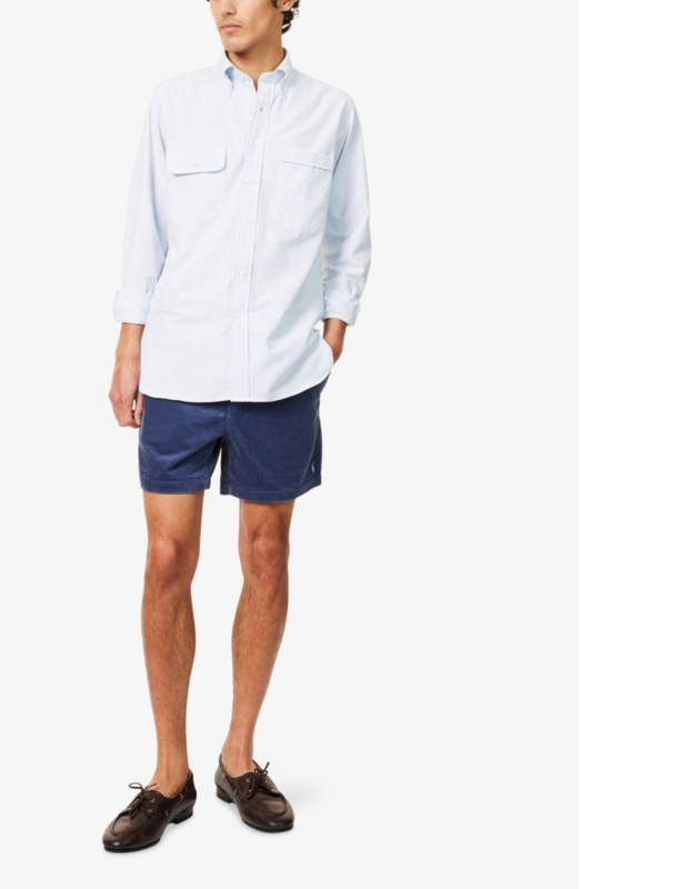 Brand-embroidered drawstring corduroy shorts