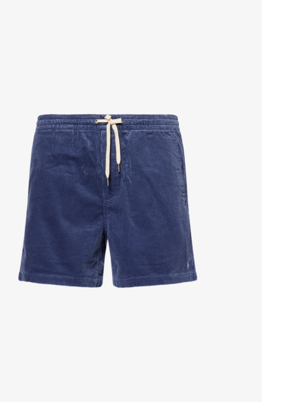 Brand-embroidered drawstring corduroy shorts