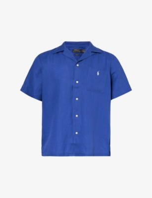 POLO RALPH LAUREN: Logo-embroidered linen shirt