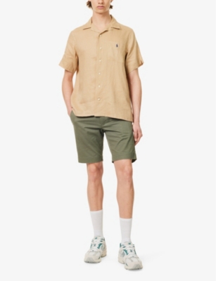 Shop Polo Ralph Lauren Men's Vintage Khaki Crosshatch-texture Short-sleeve Linen Shirt
