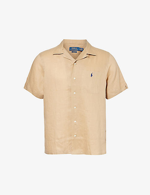 POLO RALPH LAUREN: Crosshatch-texture short-sleeve linen shirt
