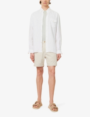 Shop Polo Ralph Lauren Men's White Crosshatch-texture Classic-fit Linen Shirt