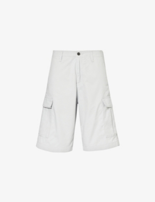 Shop Carhartt Logo-patch Regular-fit Cotton Cargo Shorts In Sonic Silver