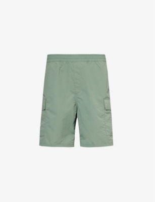 Shop Carhartt Evers Brand-patch Woven Cargo Shorts In Park