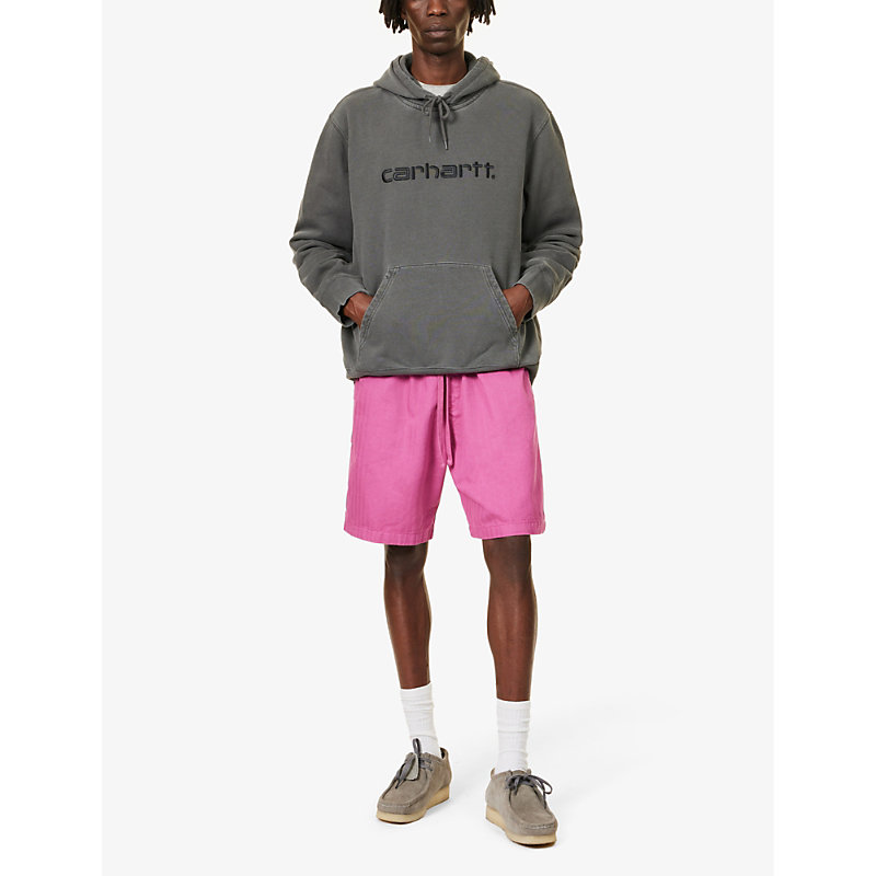 Shop Carhartt Wip Mens Magenta Rainer Brand-patch Cotton Shorts