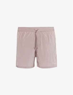 Shop Carhartt Wip Men's Glassy Pink / White Tobes Slip-pocket Swim Shorts