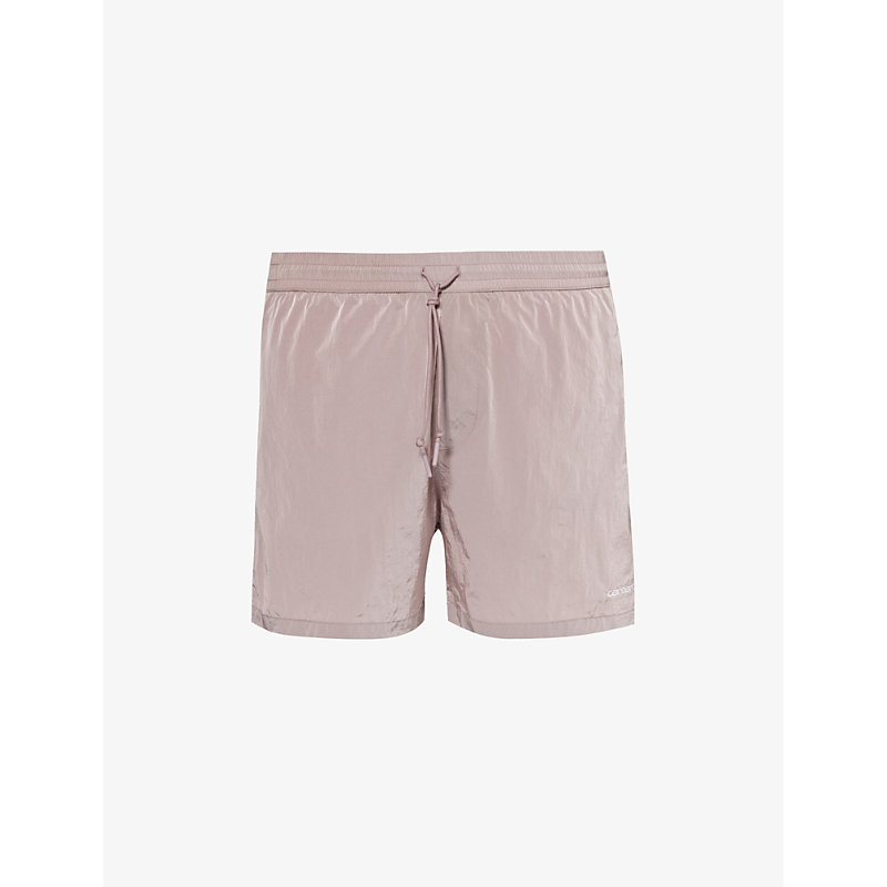 Shop Carhartt Wip Mens Glassy Pink / White Tobes Slip-pocket Swim Shorts