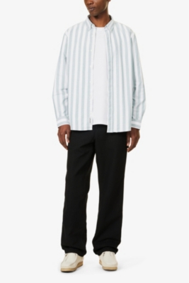 Shop Carhartt Wip Men's Chervil / White Dillion Striped Cotton-poplin Shirt