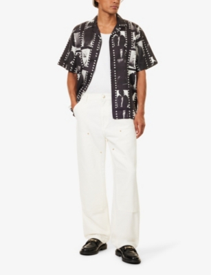 Shop Carhartt Wip Mens Black / White Photo Strip Graphic-print Cotton-blend Shirt