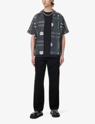 Shop Carhartt Wip Mens Print / Black Heart Bandana Graphic-print Relaxed-fit Cotton Shirt
