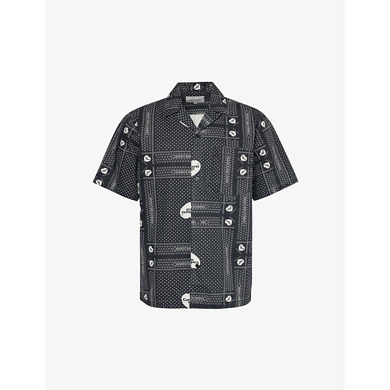 Shop Carhartt Wip Men's Print / Black Heart Bandana Graphic-print Relaxed-fit Cotton Shirt