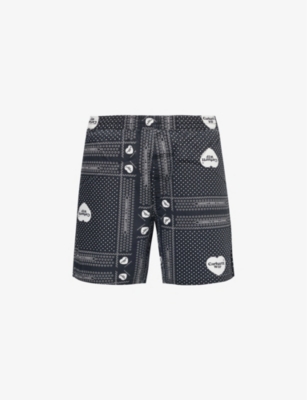 Shop Carhartt Wip Men's Print / Black Heart Bandana Graphic-print Cotton Shorts