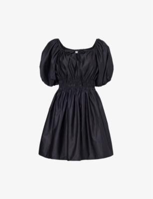 DEVOTION TWINS: Allora V-neck cotton-poplin mini dress