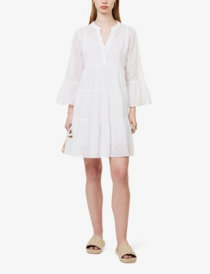Shop Devotion Twins Womens White Lavrentia V-neck Cotton-poplin Mini Dress