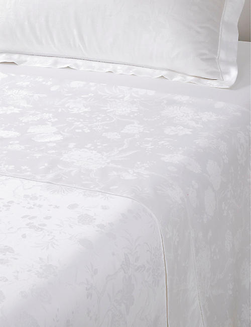 RALPH LAUREN HOME: Bethany floral-weave double organic-cotton flat sheet