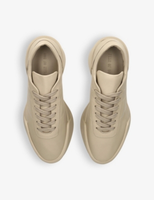 Shop Fear Of God Men's Taupe Aerobic Leather Low-top Trainers