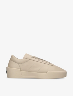 Shop Fear Of God Men's Taupe Aerobic Leather Low-top Trainers