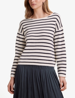 THE WHITE COMPANY: Stripe-pattern boat-neck cotton jumper