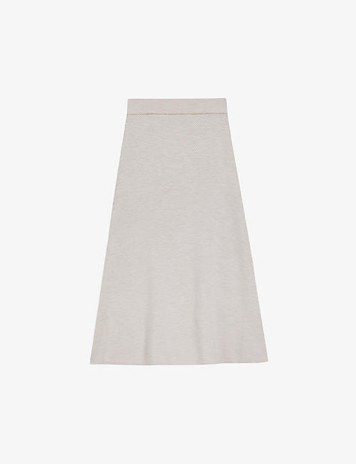 TED BAKER: Lydlee high-rise A-line knitted midi skirt