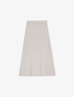 Ted Baker Womens Natural Lydlee High-rise A-line Knitted Midi Skirt