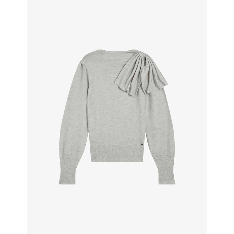 Ted Baker Larbow Statement Bow Jumper In Lt-grey