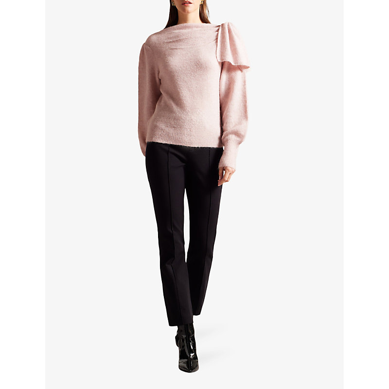 Shop Ted Baker Women's Pl-pink Larbow Bow-embellished Long-sleeve Knitted Jumper