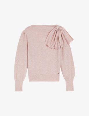 Ted Baker Larbow Statement Bow Jumper In Pl-pink
