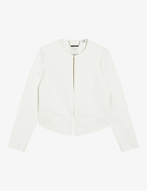 TED BAKER: Manabuj round-neck cropped stretch-woven jacket
