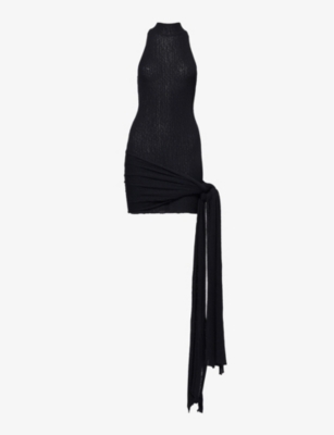 Shop Aya Muse Womens Black Keefe Knitted Mini Dress