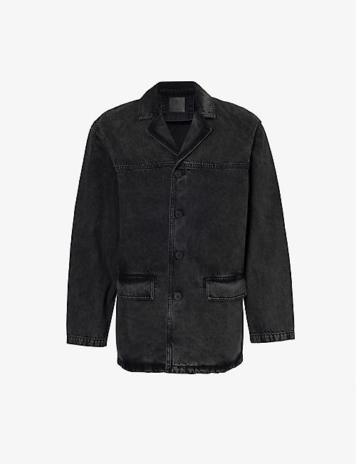 GIVENCHY: Faded-wash notched-collar regular-fit denim jacket