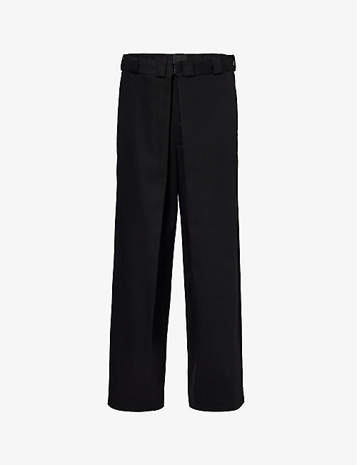 GIVENCHY: Brand-appliquéd pleated regular-fit wide-leg woven trousers