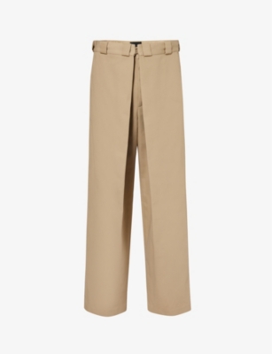 Givenchy Mens Beige Pleated Slip-pocket Mid-rise Wide-leg Woven Trousers