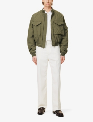 Shop Givenchy Men's White Slip-pocket Satin-trim Straight-leg Regular-fit Wool-blend Trousers