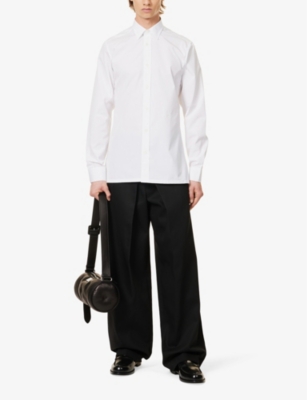 Shop Givenchy Men's White Brand-embroidered Patch-pocket Regular-fit Cotton Shirt