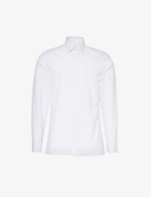 Givenchy Mens White Brand-embroidered Patch-pocket Regular-fit Cotton Shirt