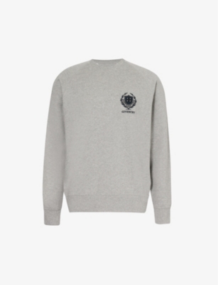 Givenchy Mens Gris Clair Mel Brand-typography Crewneck Cotton-jersey Sweatshirt