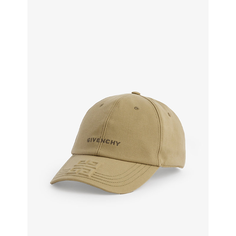 Shop Givenchy Logo-embroidered Curved-brim Cotton Twill Cap In Khaki