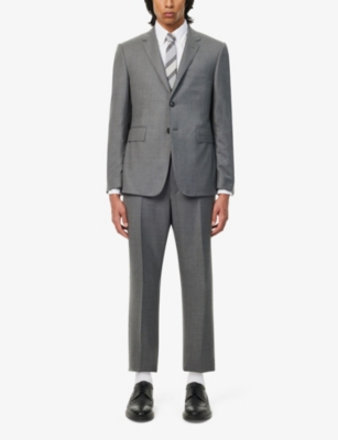 Shop Thom Browne Men's Med Grey High-rise Slim-fit Wool Trousers