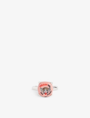 OKS OKS WOMEN'S MARRY ME MY ANGEL STERLING-SILVER AND PORCELAIN RING 