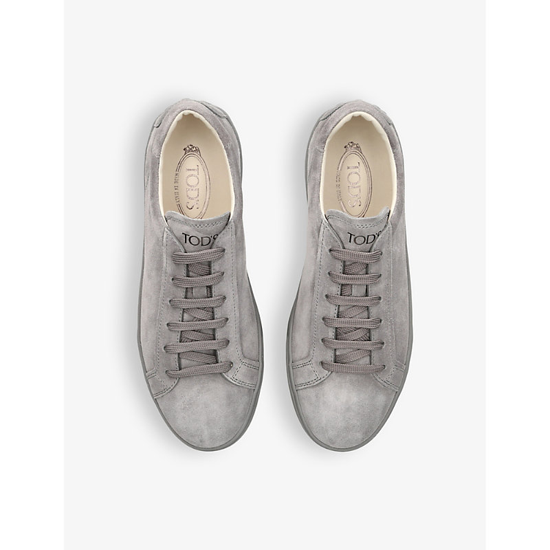 Shop Tod's Allacciata Cassetta Suede Low-top Trainers In Grey