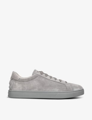 Shop Tod's Allacciata Cassetta Suede Low-top Trainers In Grey