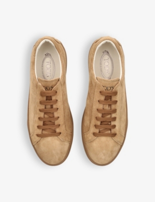 Shop Tod's Tods Men's Brown Allacciata Cassetta Suede Low-top Trainers