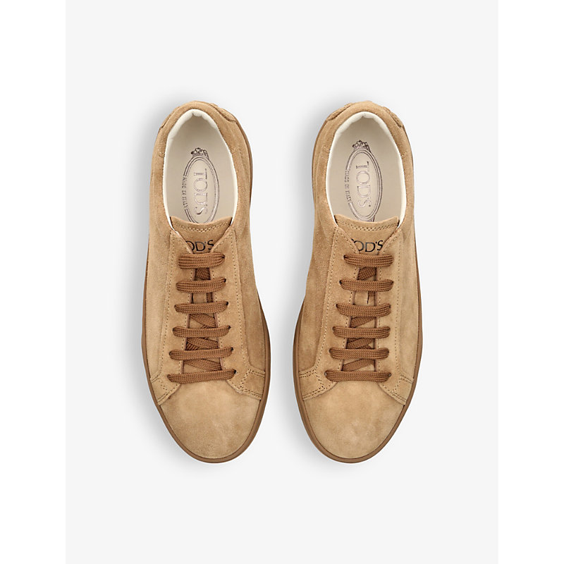 Shop Tod's Tods Men's Brown Allacciata Cassetta Suede Low-top Trainers
