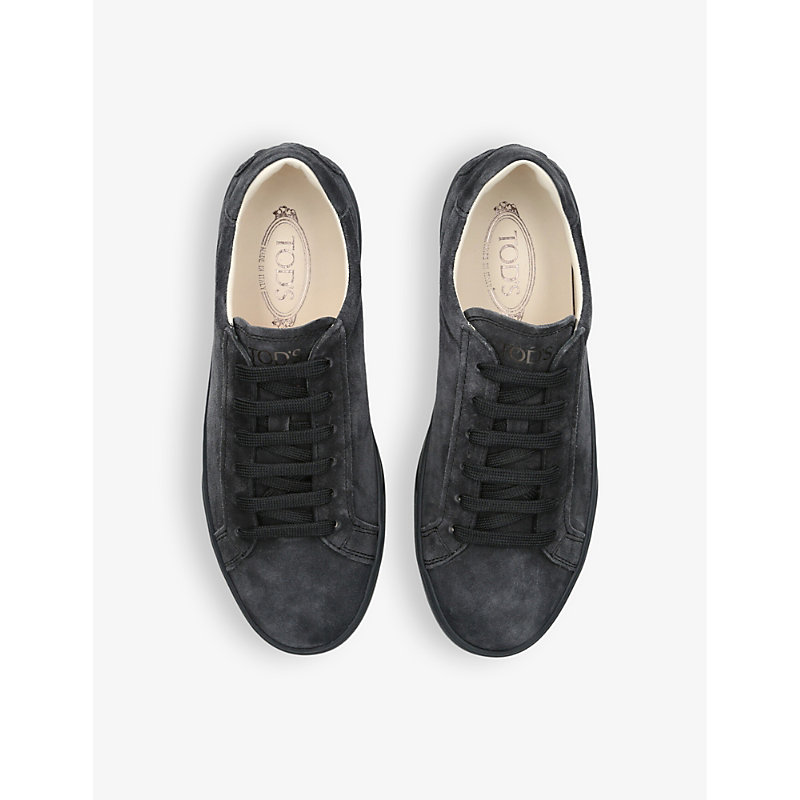 Shop Tod's Tods Mens Navy Allacciata Cassetta Suede Low-top Trainers