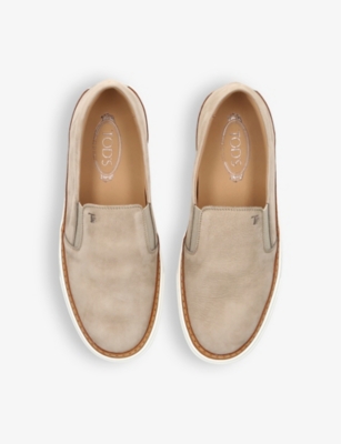 Shop Tod's Tods Mens Grey Cassetta Slip-on Suede Trainers